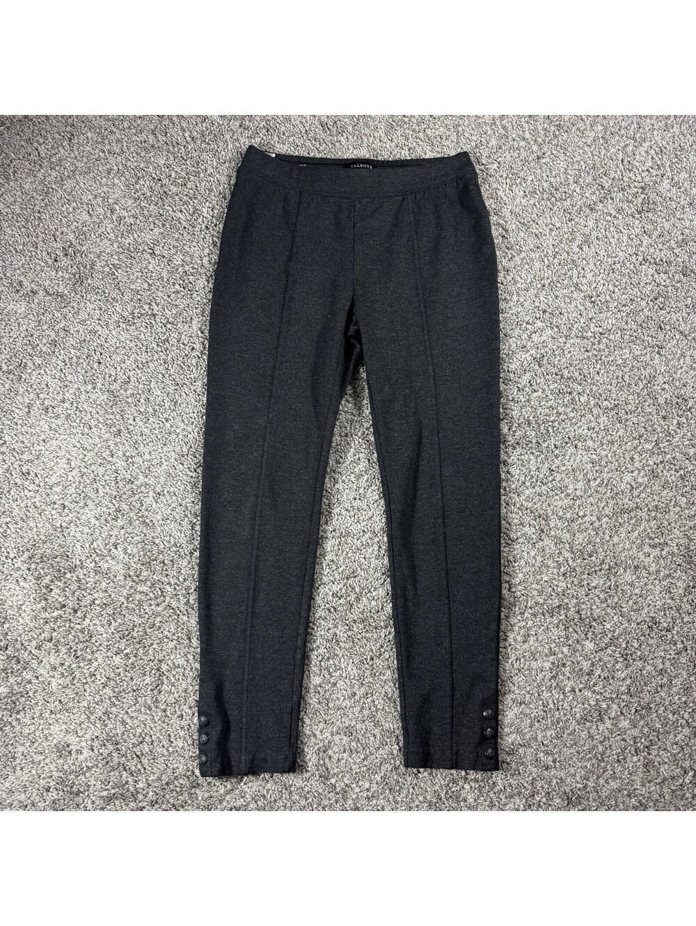 Talbots Pants Women Medium Gray Ankle‎ Snaps Stretch Waist